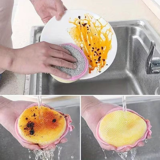 12 Pcs Double-Sided Magic Dishwashing Sponge Brush
