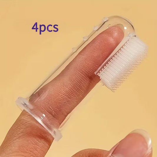 4 Pcs Finger Toothbrushes for Effective Teeth Cleaning for Pets