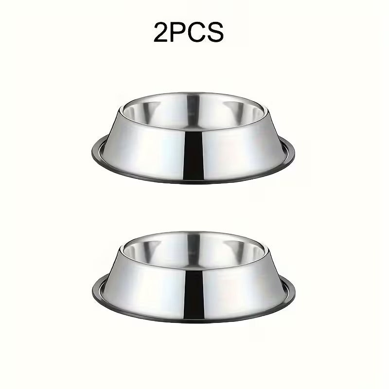 2 Pcs Stainless Steel Non-Slip Dog Feeding Bowl