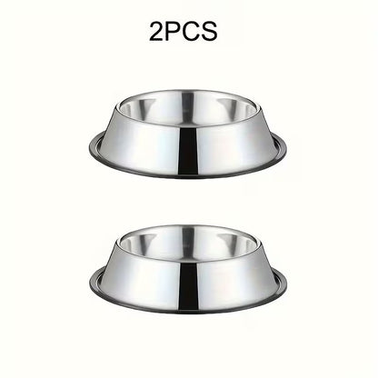 2 Pcs Stainless Steel Non-Slip Dog Feeding Bowl