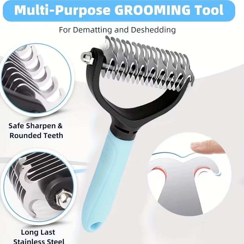 2-Pack Stainless Steel Pet Dematting Comb Set