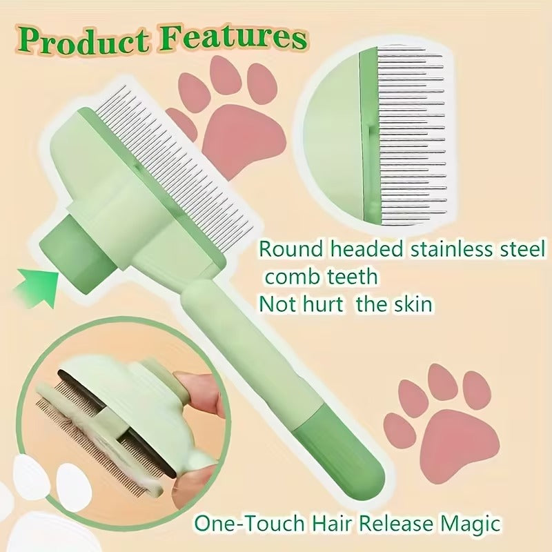 Self Cleaning Pet Comb Detangling & Deshedding Tool