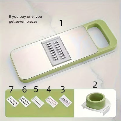 7 Pcs Stainless Steel Multifunctional Vegetable Slicer & Grater Set
