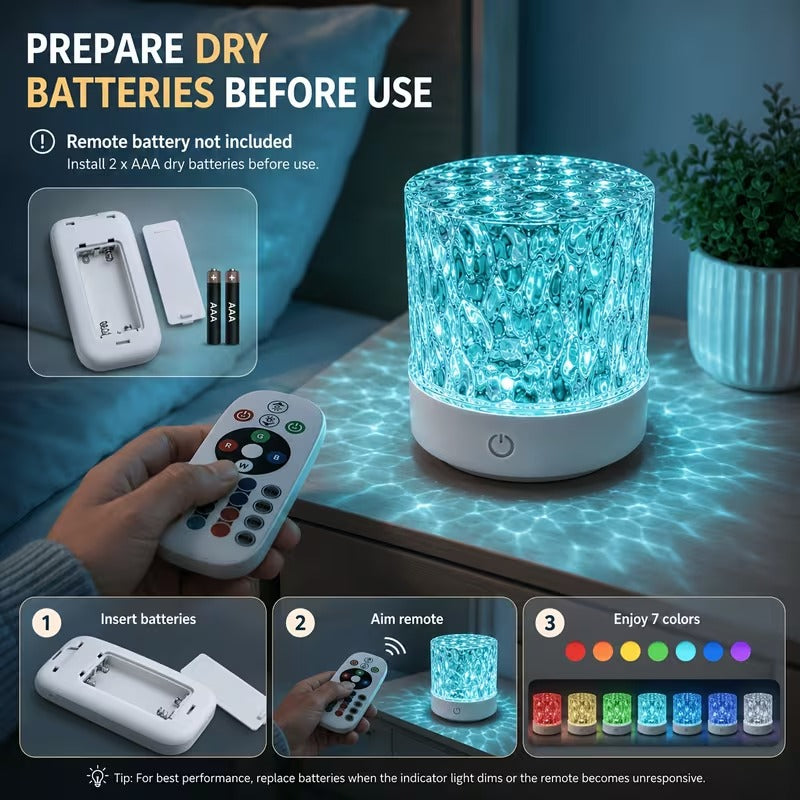 16-Color Dimmable LED Night Light with Remote Control.