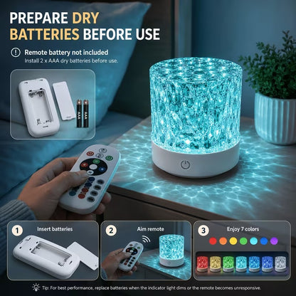16-Color Dimmable LED Night Light with Remote Control.