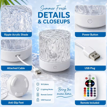 16-Color Dimmable LED Night Light with Remote Control.