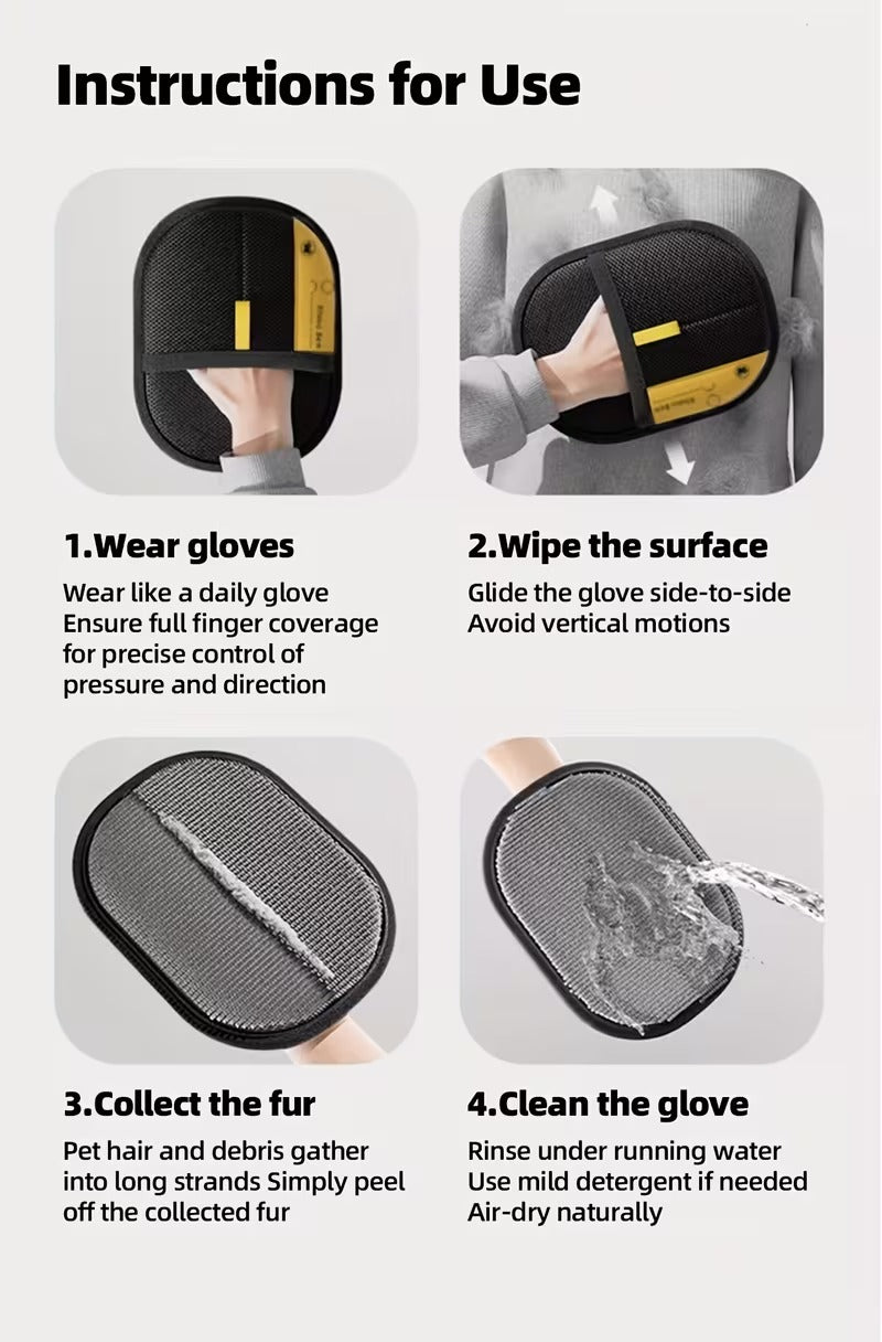 Large Size Pet Static Hair Removal Gloves | Black