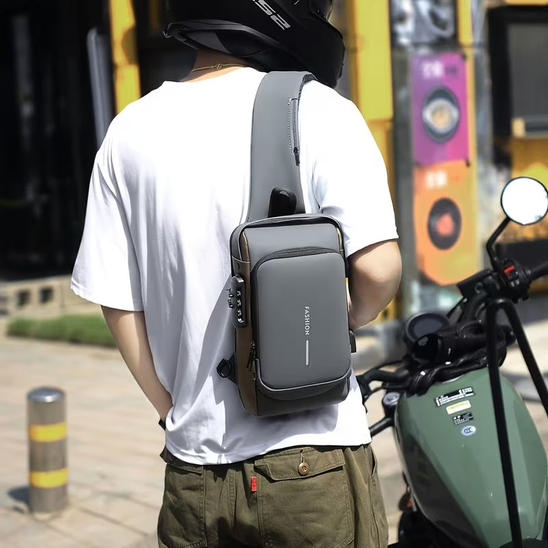 Anti-Theft Motorcycle Backpack with Lock | Convertible Crossbody Travel Bag