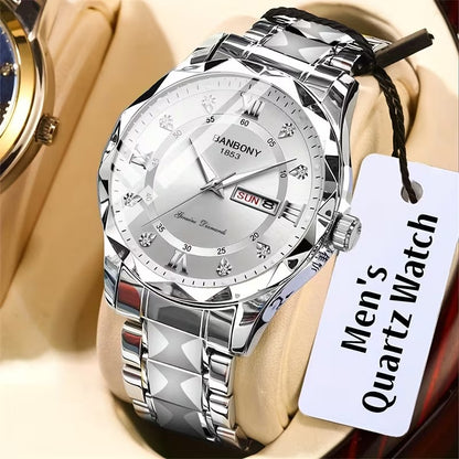 Men's Stainless Steel Roman Quartz Watch