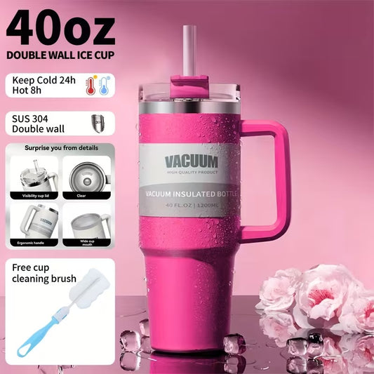 40oz Double-Walled Stainless Steel Tumbler | Rose Pink
