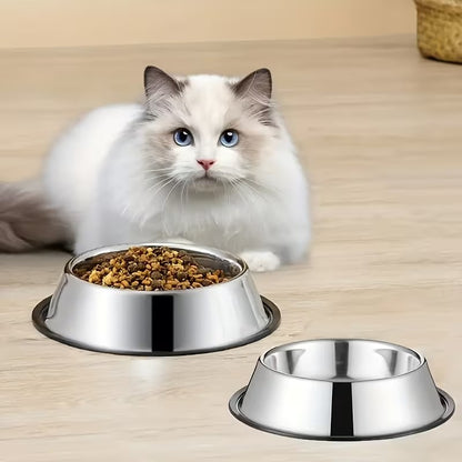 2 Pcs Stainless Steel Non-Slip Dog Feeding Bowl