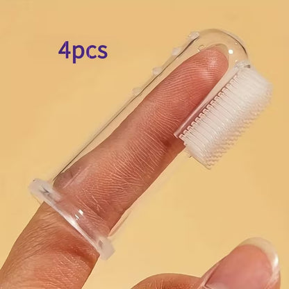 4 Pcs Finger Toothbrushes for Effective Teeth Cleaning for Pets